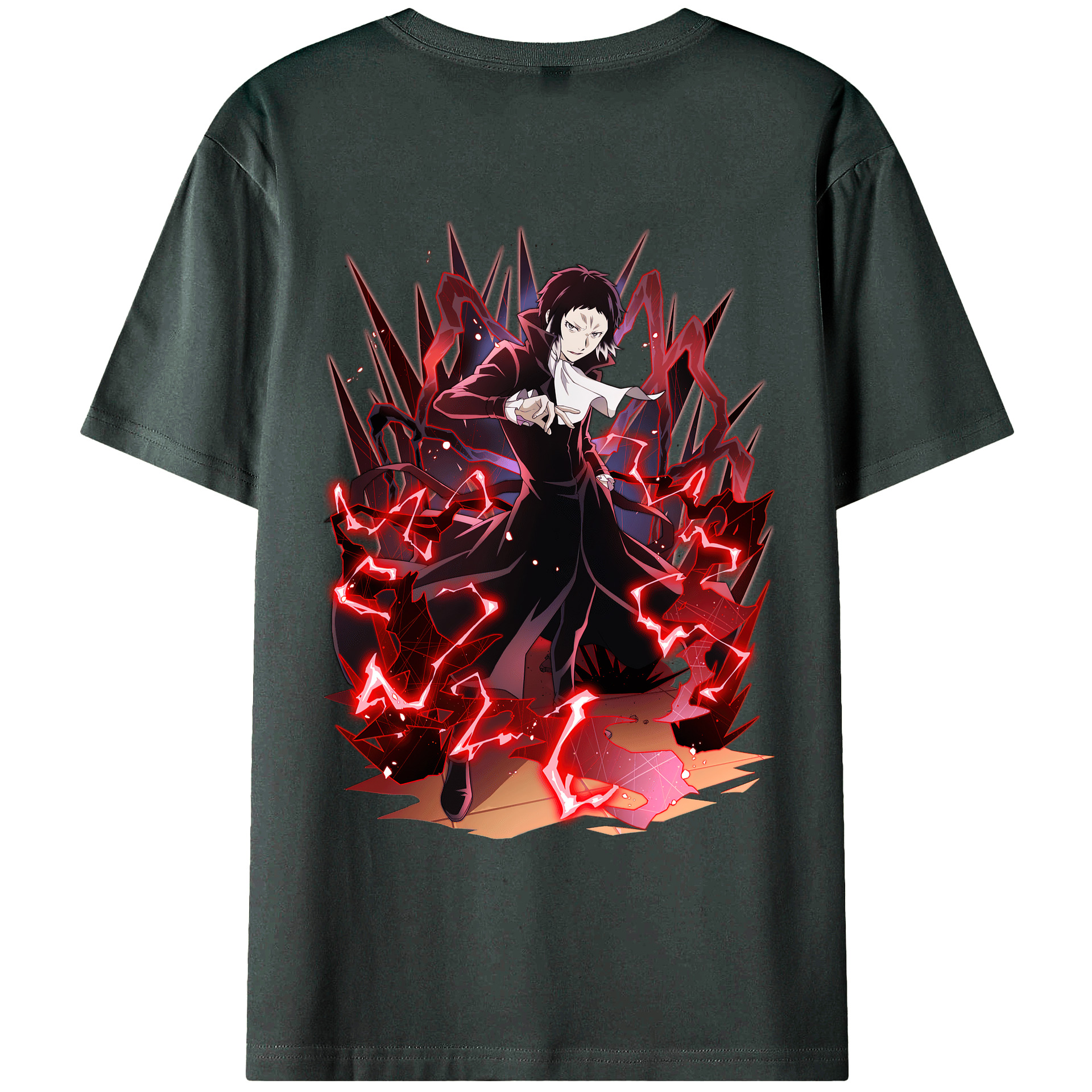 （画像用） 文豪ストレイドッグス Bungo Stray Dogs 綿100％ メンズ半袖Tシャツ（バックプリント） 通気性